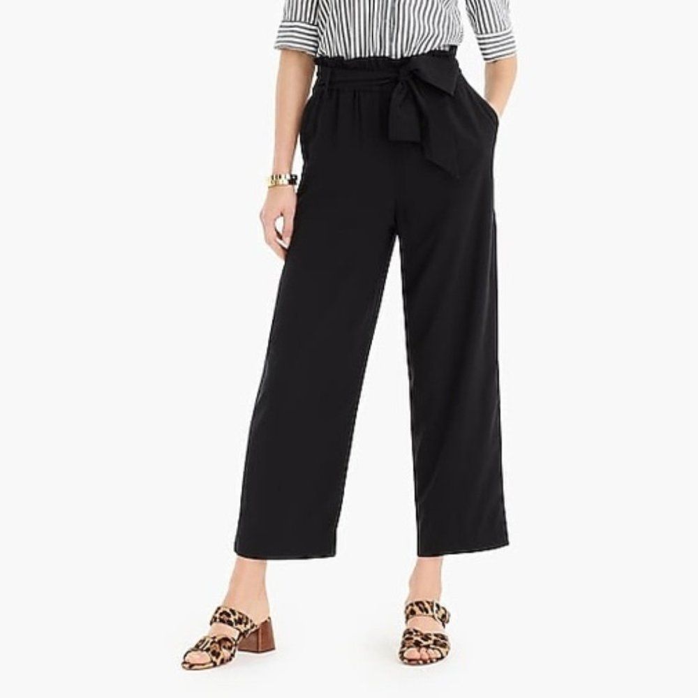 High-Rise Tie-Waist Wide-Leg Pants - Black
